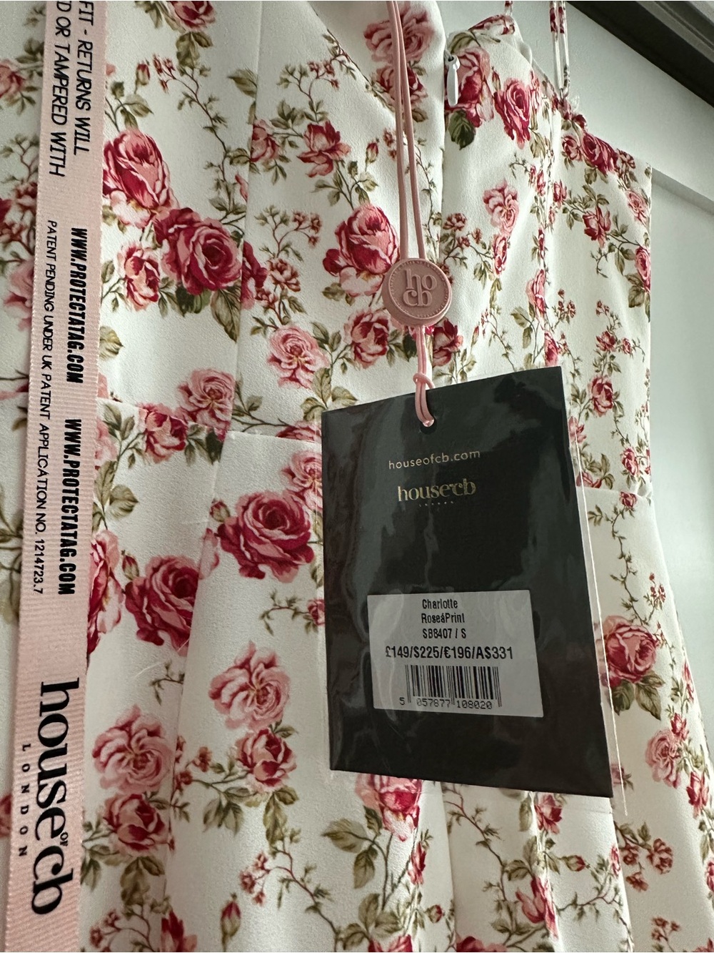 House of CB White Floral Midi Dress with Pink Roses - Picture 11 of 11